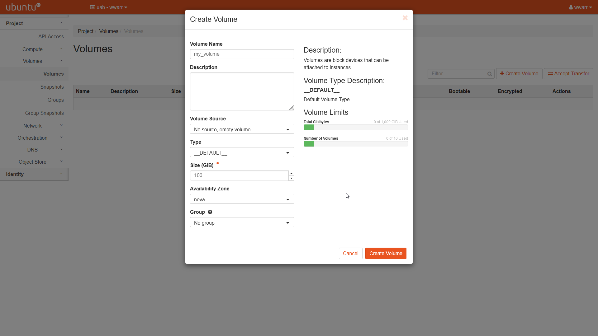 Basic Volume Setup — UAB Research Computing Documentation documentation